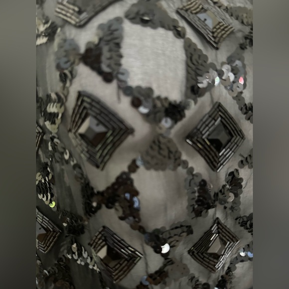 Adrienne Vittadini Beaded Black Vintage Long Sleeves Heavy Blouse 100% Silk Sz M - Picture 8 of 12